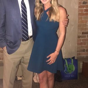 Likely Blue flare, cross neckline dress size 4